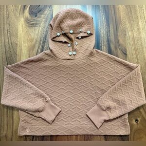 Simply Southern Women's Brown Quilted Pullover Cropped  Hoodie